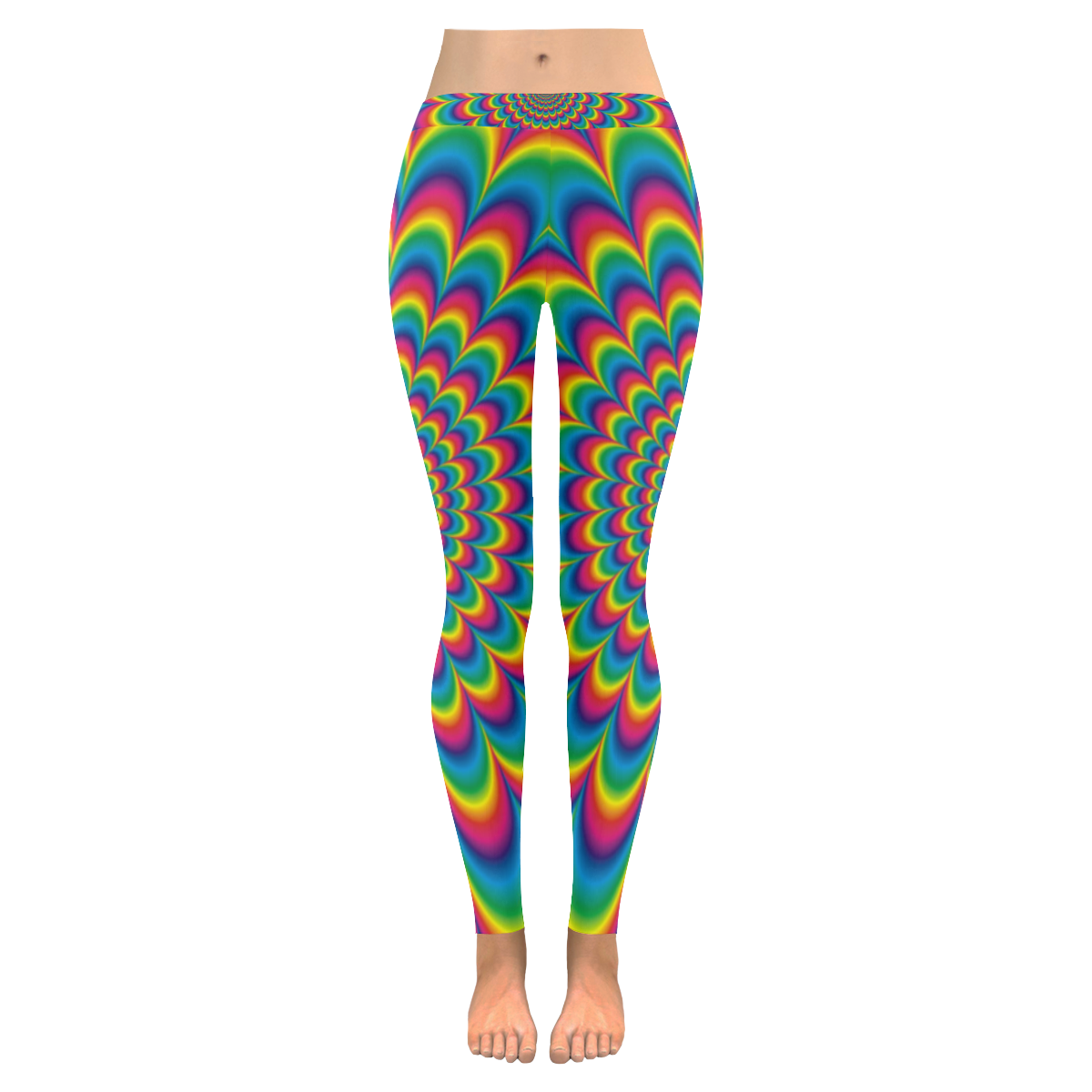 Crazy Psychedelic Flower Power Hippie Mandala Women's Low Rise Leggings (Invisible Stitch) (Model L05)