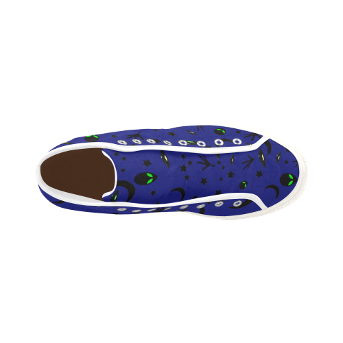 Alien Flying Saucers Stars Pattern on Blue Vancouver H Men's Canvas Shoes/Large (1013-1)