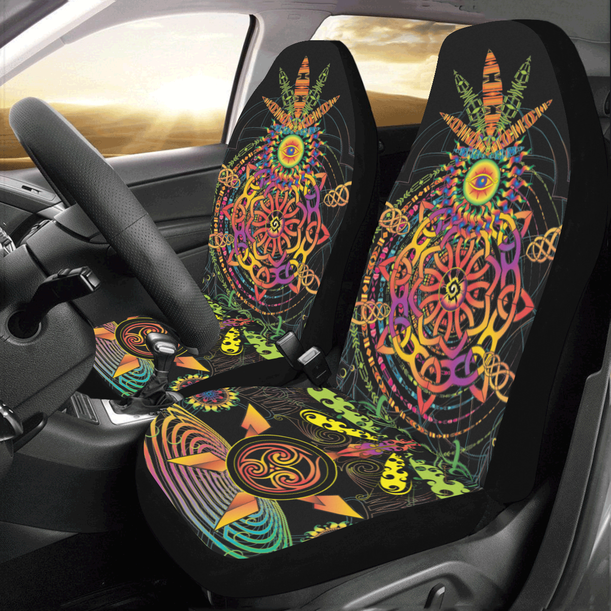 Car covering mayan black Car Seat Covers (Set of 2)