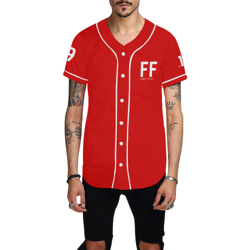 Baseball Jersey Red All Over Print Baseball Jersey for Men (Model T50)
