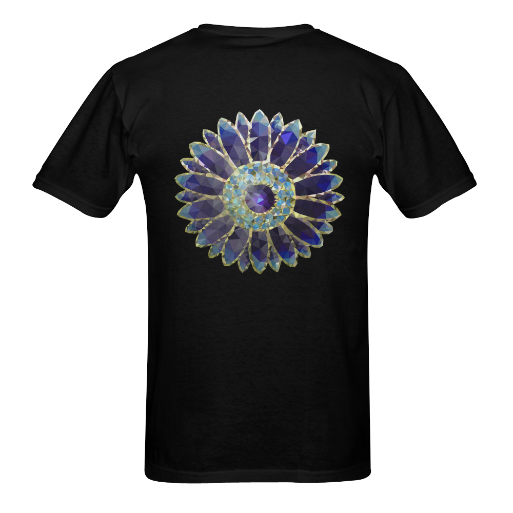 Blue, Violet, Turquoise Mosaic Flower Men's T-Shirt in USA Size (Two Sides Printing)