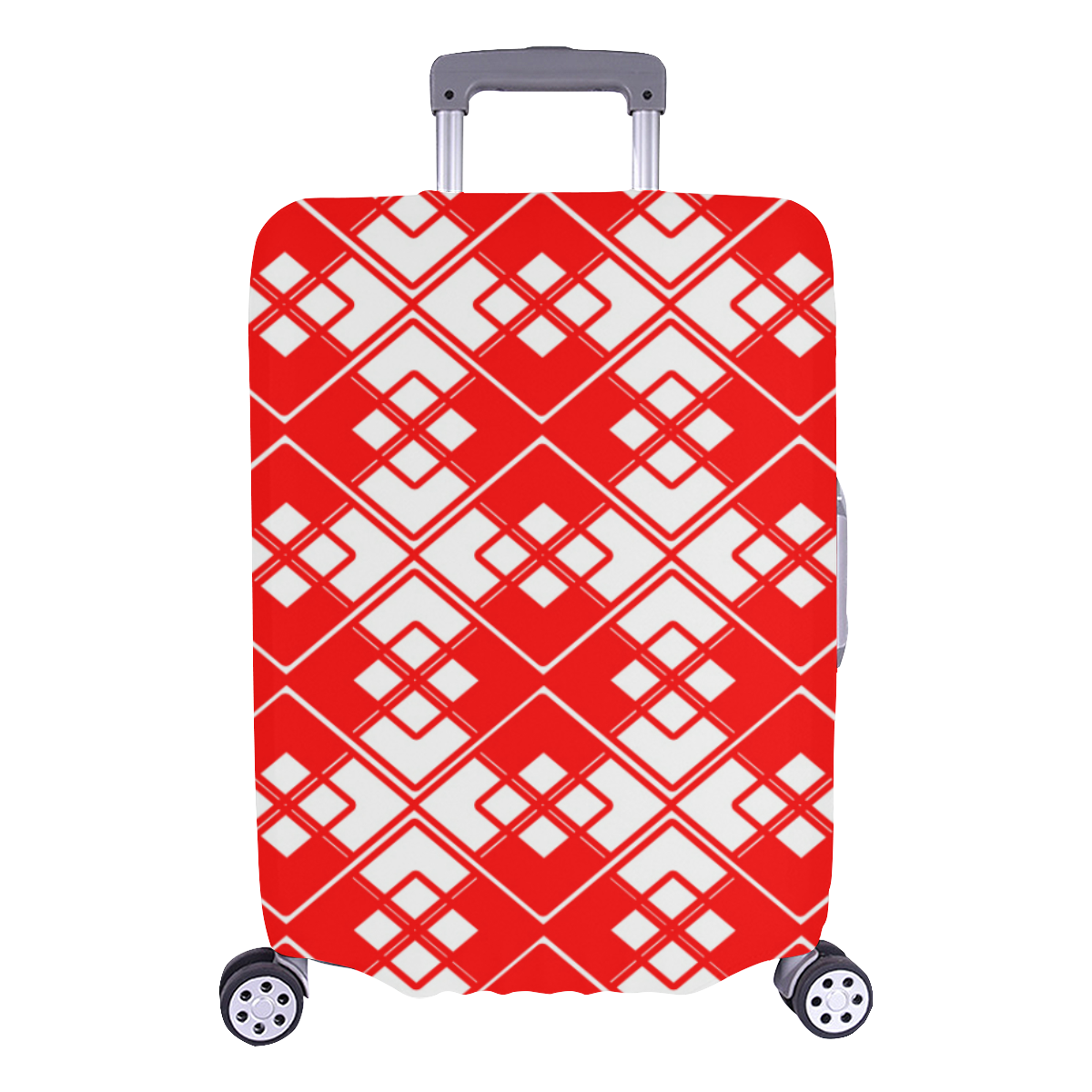 Abstract geometric pattern - red and white. Luggage Cover/Large 26"-28"