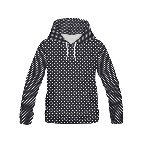 Black polka dots All Over Print Hoodie for Women (USA Size) (Model H13)