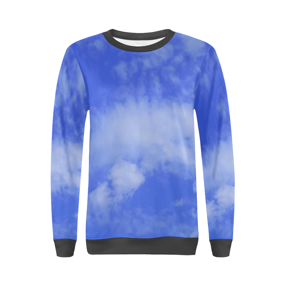 Blue Clouds All Over Print Crewneck Sweatshirt for Women (Model H18)
