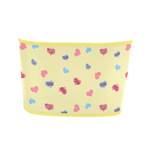Pink-Blue-Hearts Wild-Thing Hot-Stuff on Yellow Bandeau Top