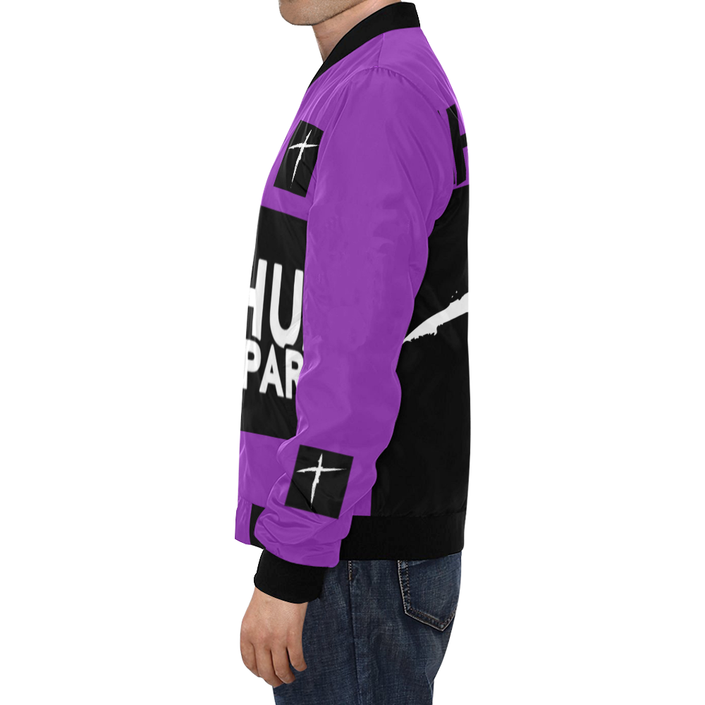Yah Run Purple All Over Print Bomber Jacket for Men (Model H19)