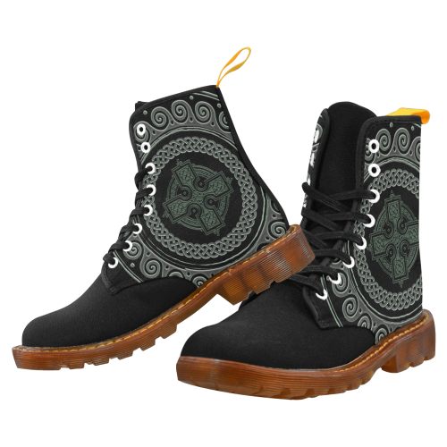 Celtic Cross With Pattern Custom Canvas Boots For Women Model 1203H