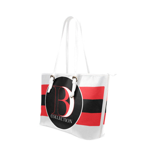 IDB Strip White Leather Tote Leather Tote Bag/Small (Model 1651)
