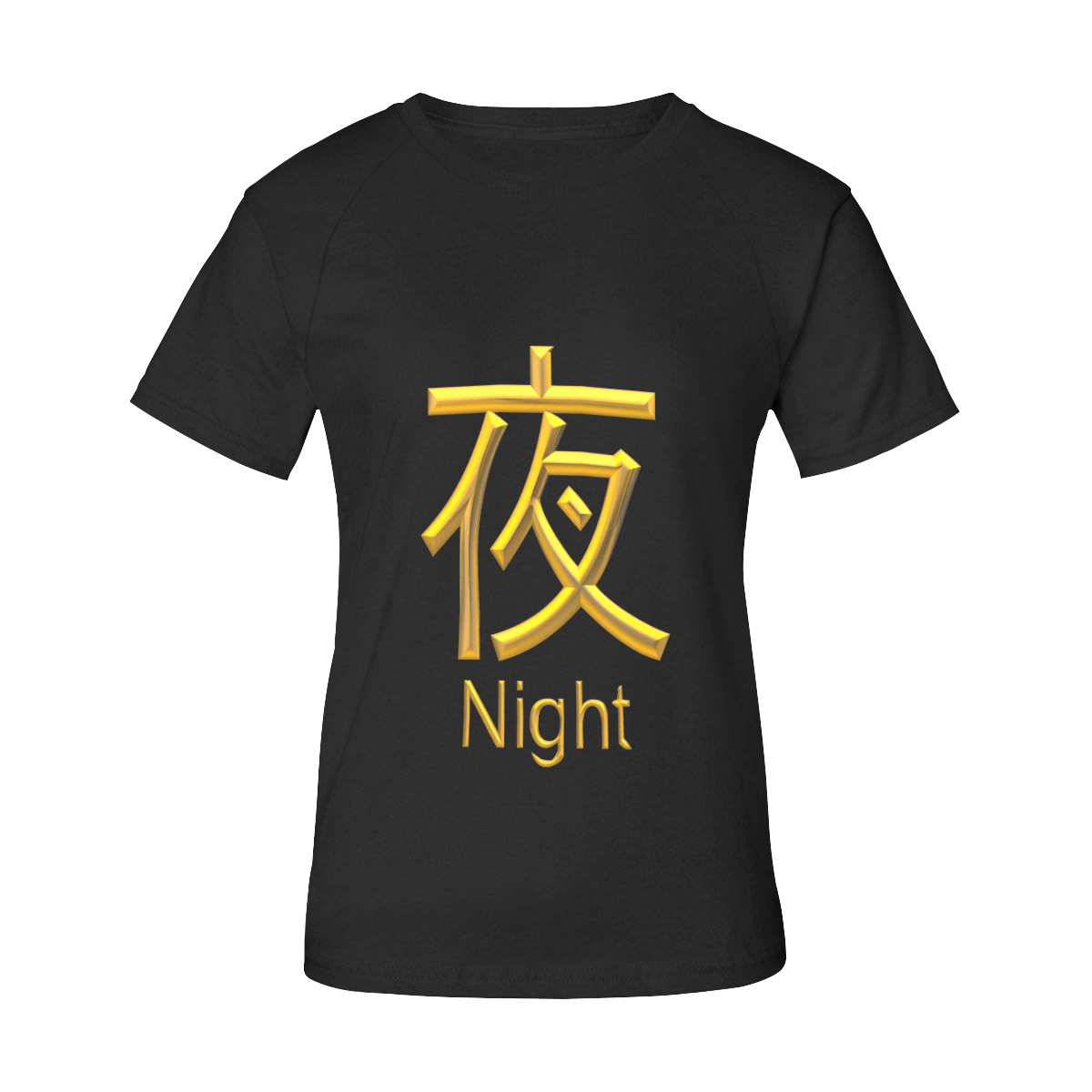 z-Golden Asian Symbol for Night Women's Raglan T-Shirt/Front Printing (Model T62)