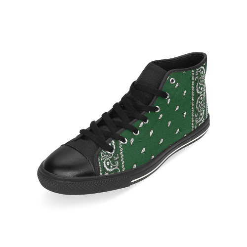 KERCHIEF PATTERN GREEN High Top Canvas Shoes for Kid (Model 017)