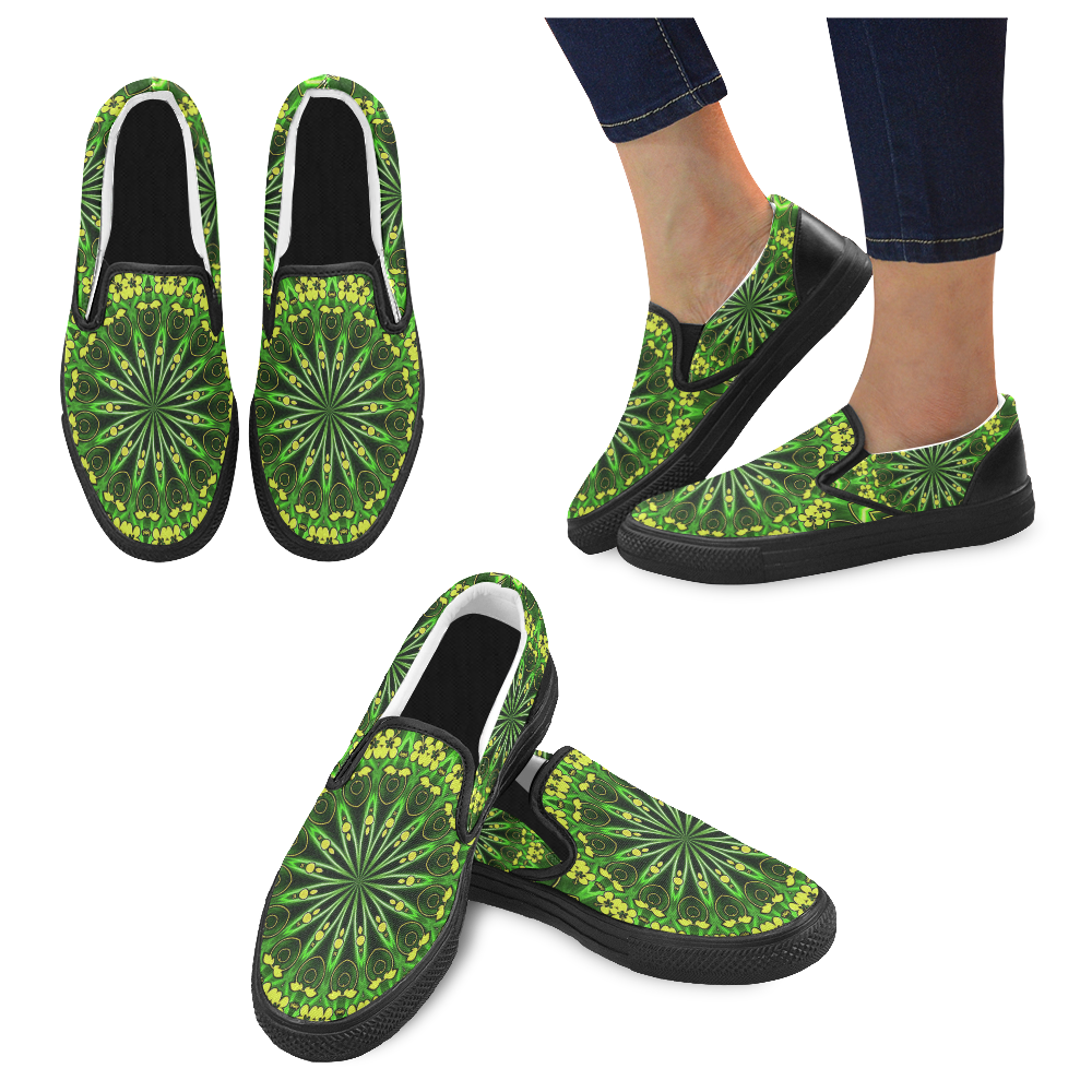 MANDALA GARDEN OF EDEN Women's Slip-on Canvas Shoes (Model 019)