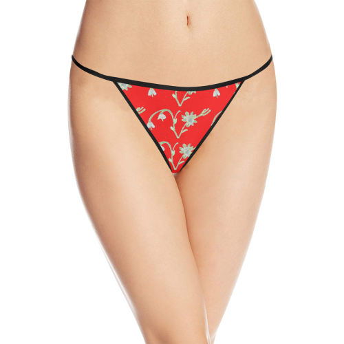 Red Floral G String Women's All Over Print G-String Panties (Model L35)