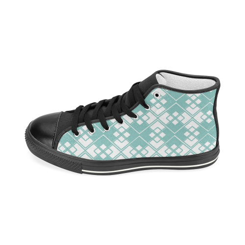 Abstract geometric pattern - blue and white. Men’s Classic High Top Canvas Shoes (Model 017)