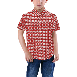 Kid's Canada Flag Shirts Buttondown Boys' All Over Print Short Sleeve Shirt (Model T59)