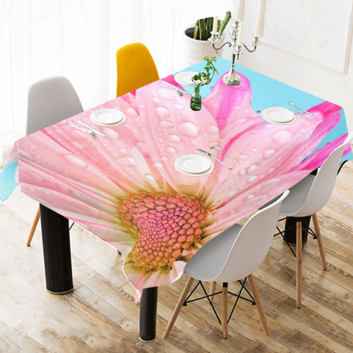 Flower Cotton Linen Tablecloth 52"x 70"