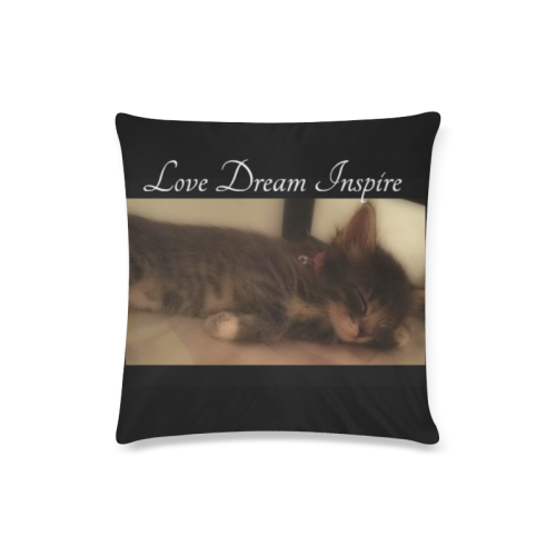 Black: Sleeping Cat #LoveDreamInspireCo Custom Zippered Pillow Case 16"x16"(Twin Sides)
