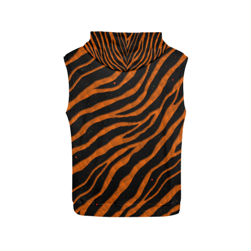Ripped SpaceTime Stripes - Orange All Over Print Sleeveless Hoodie for Women (Model H15)