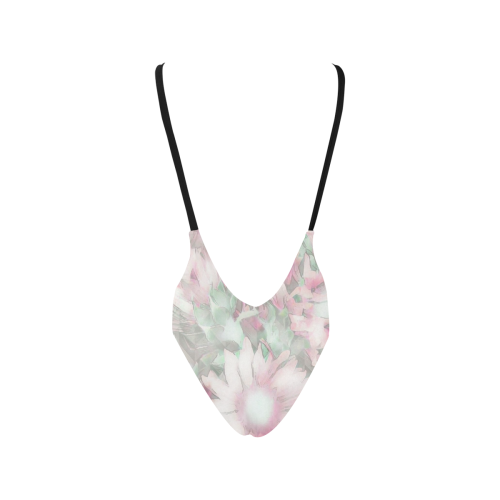 Romantic pastel floral,pink by JamColors Sexy Low Back One-Piece Swimsuit (Model S09)