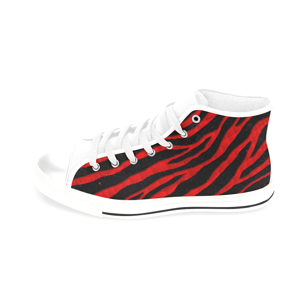 Ripped SpaceTime Stripes - Red Men’s Classic High Top Canvas Shoes /Large Size (Model 017)