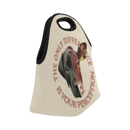 Vegan Cow and Dog Design with Slogan Neoprene Lunch Bag/Small (Model 1669)