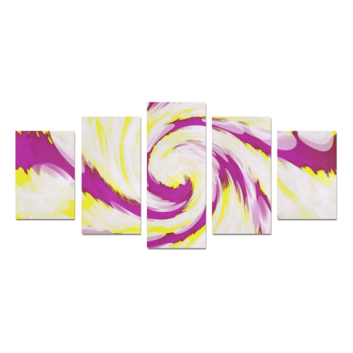 Pink Yellow Tie Dye Swirl Abstract Canvas Print Sets D (No Frame)