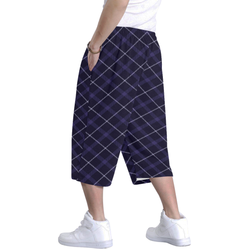 royal blue plaid tartan Men's All Over Print Baggy Shorts (Model L37)