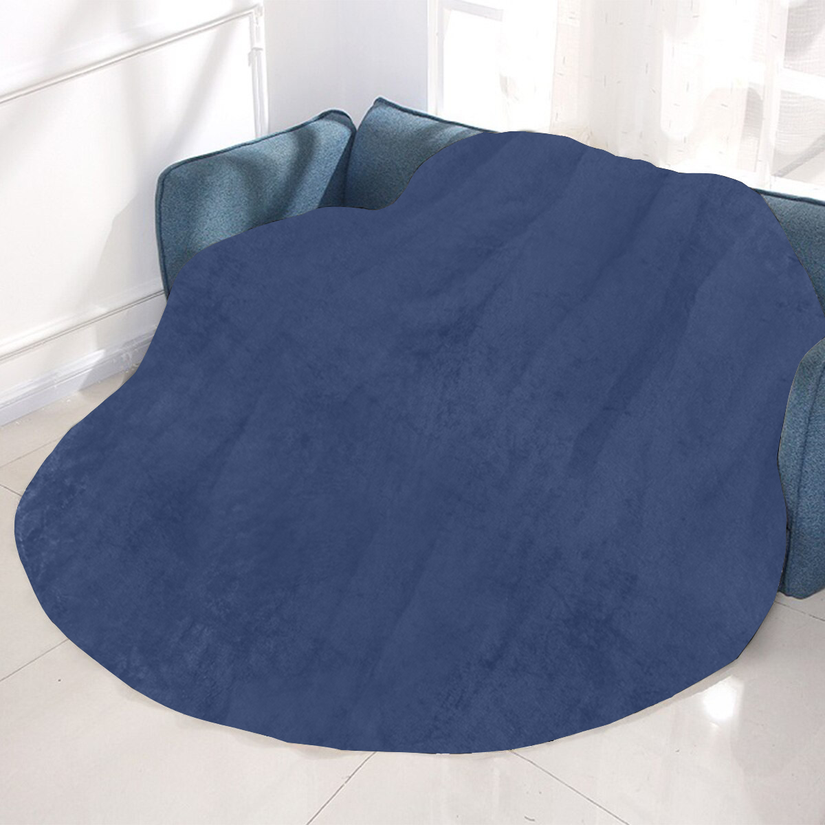 color Delft blue Circular Ultra-Soft Micro Fleece Blanket 60"