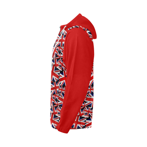 Union Jack British UK Flag (Vest Style) Red All Over Print Full Zip Hoodie for Men/Large Size (Model H14)
