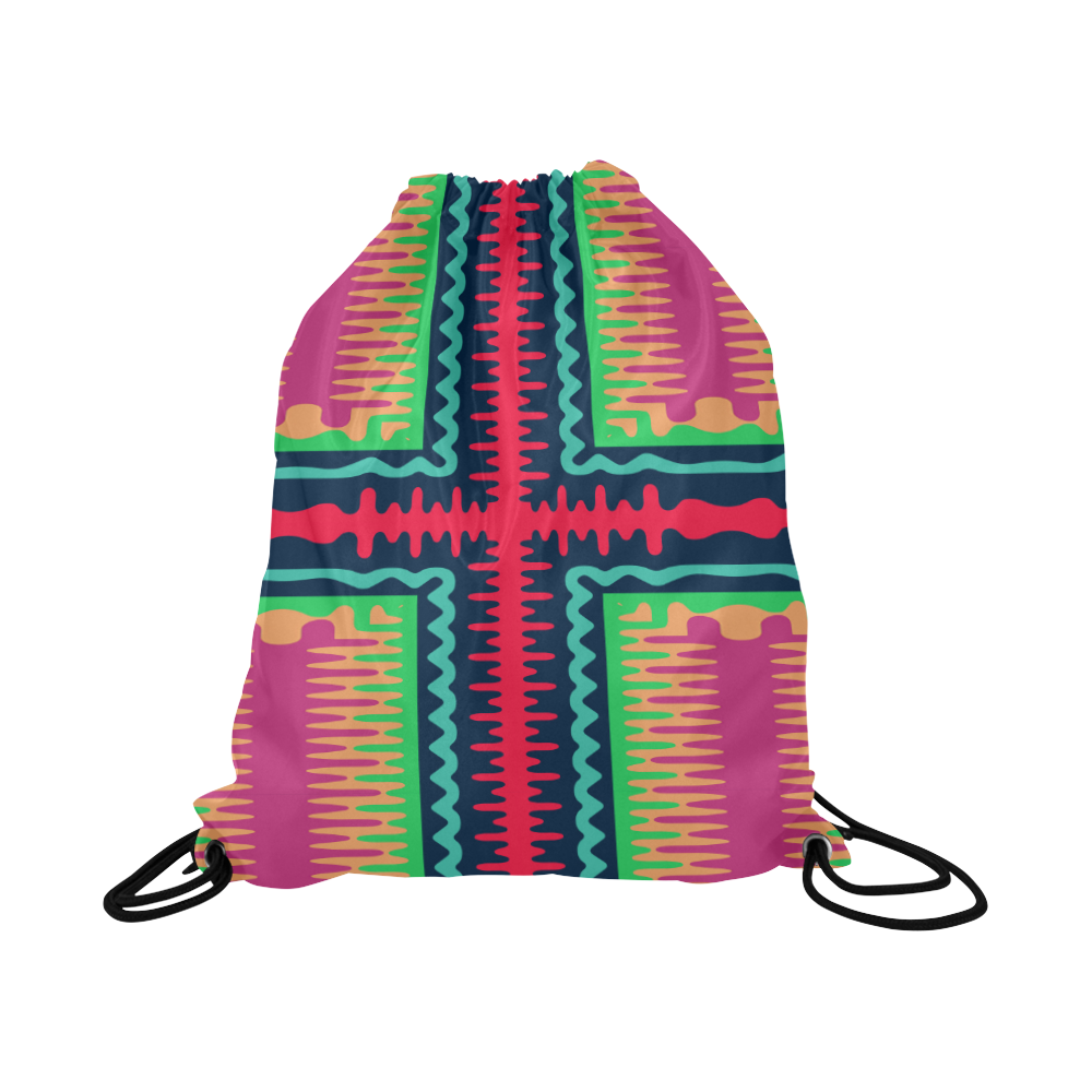 Waves in retro colors Large Drawstring Bag Model 1604 (Twin Sides)  16.5"(W) * 19.3"(H)