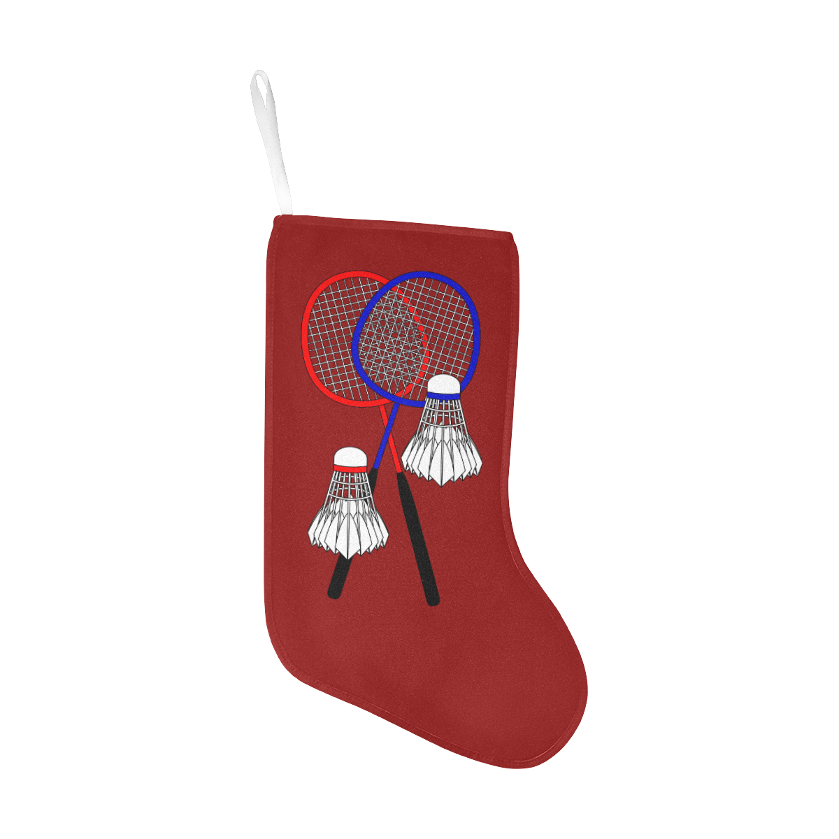 Badminton Rackets and Shuttlecocks Sports Red Christmas Stocking (Without Folded Top)