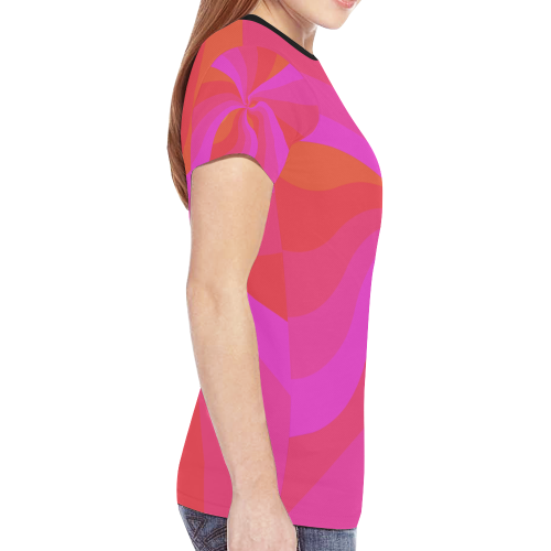 Pink waves New All Over Print T-shirt for Women (Model T45)