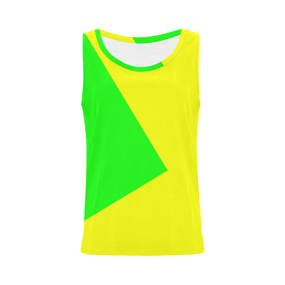 Bright Neon Green and Yellow All Over Print Tank Top for Women (Model T43)