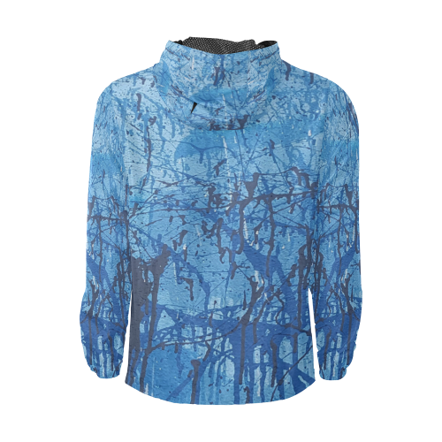 Blue splatters Unisex All Over Print Windbreaker (Model H23)