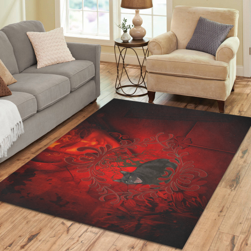 Funny angry cat Area Rug7'x5'