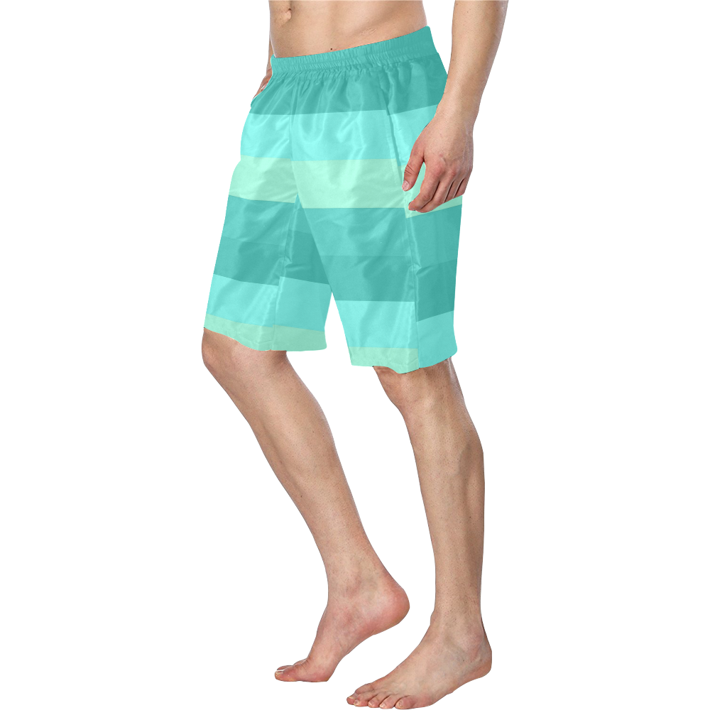 Shades Of Blue Stripes Men's Swim Trunk/Large Size (Model L21)