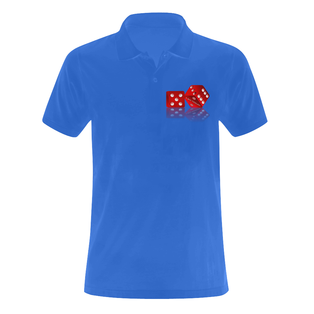Las Vegas Craps Dice on Blue Men's Polo Shirt (Model T24)