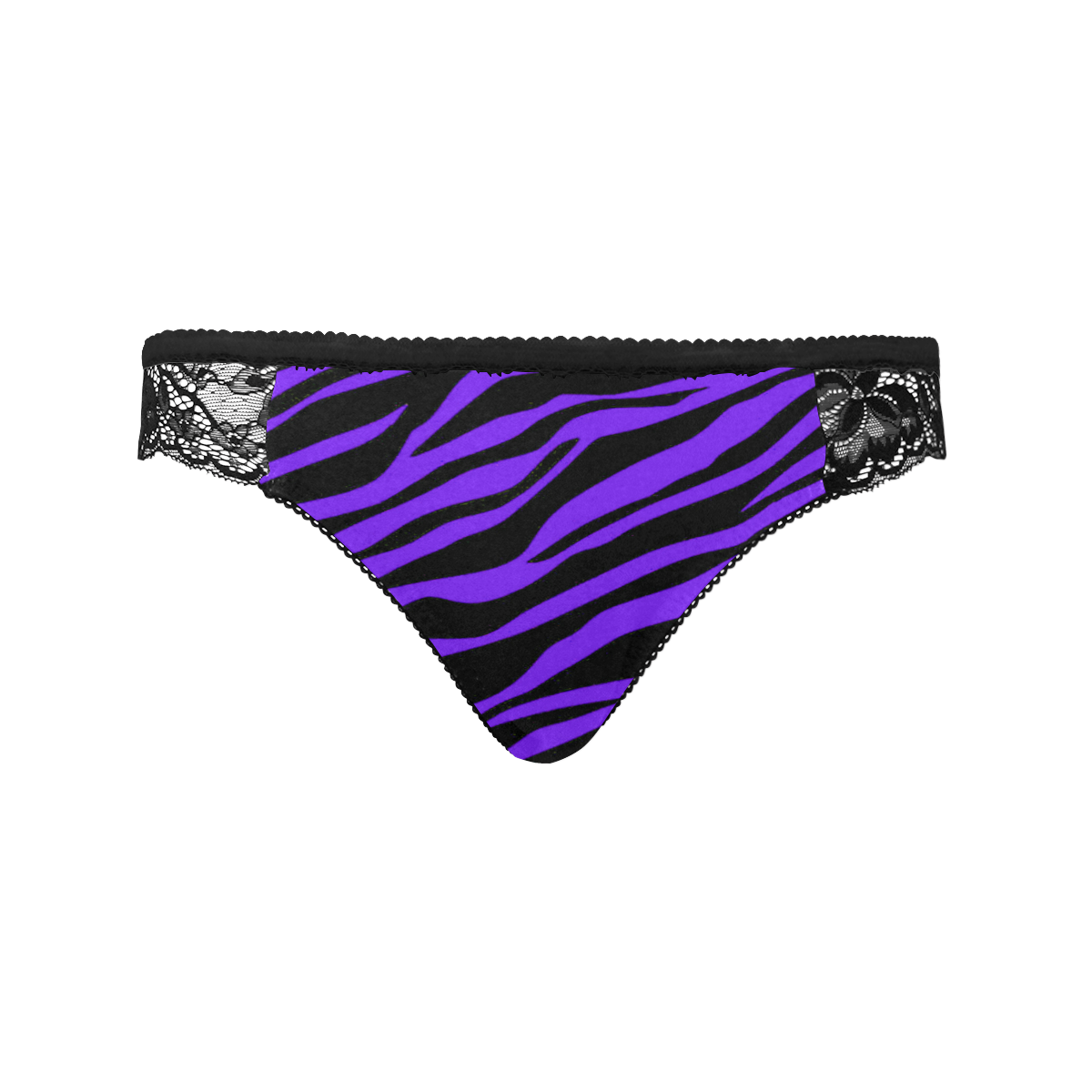 Deep Purple Zebra Stripes Black Women's Lace Panty (Model L41)