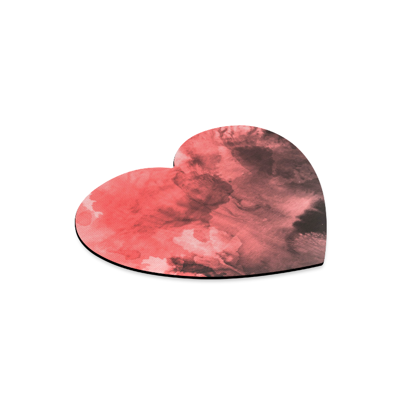 Red and Black Watercolour Heart-shaped Mousepad