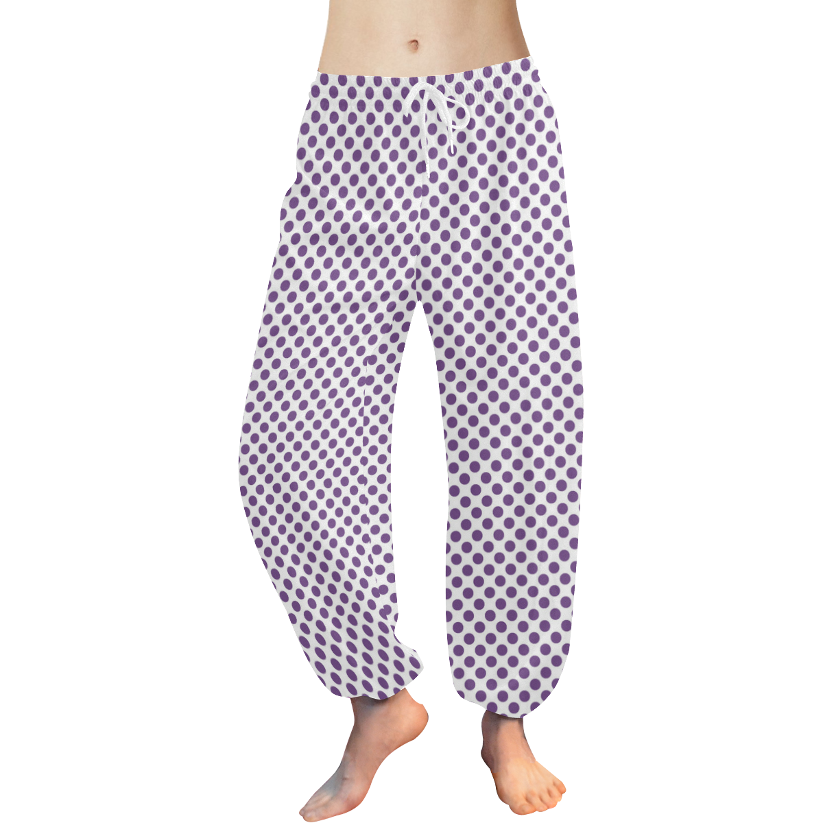 Royal Lilac Polka Dots Women's All Over Print Harem Pants (Model L18)