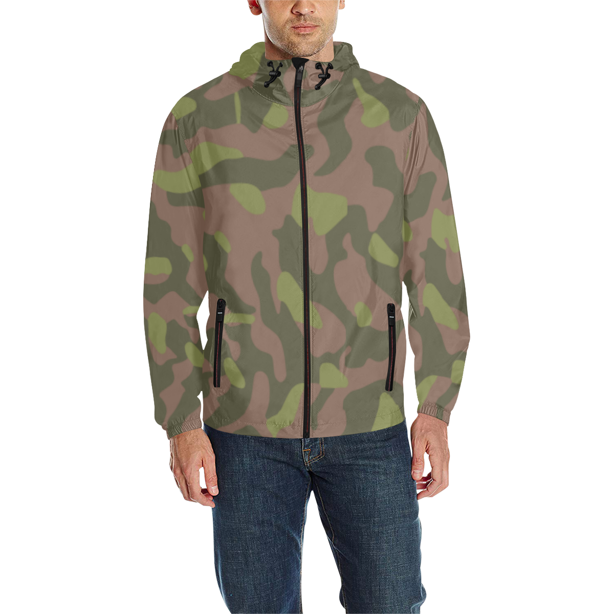 Finnish M62 1st Pattern Camouflage All Over Print Quilted Windbreaker for Men (Model H35)