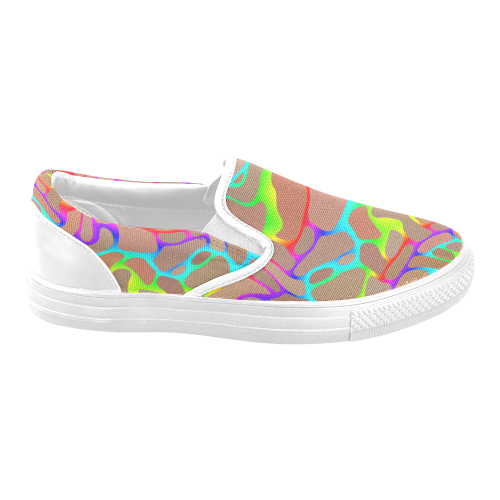 Colorful wavy shapes Men's Unusual Slip-on Canvas Shoes (Model 019)