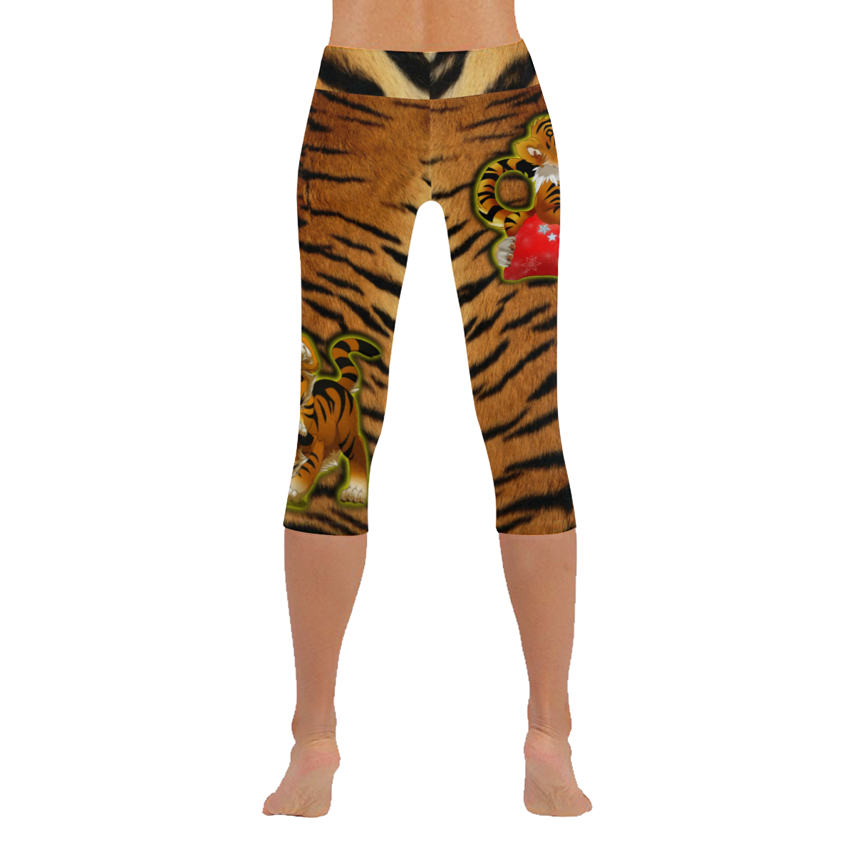 Tiger Cubs Women's Low Rise Capri Leggings (Invisible Stitch) (Model L08)