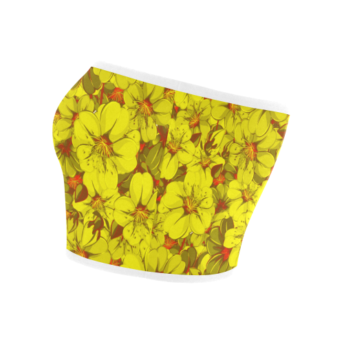 Yellow flower pattern Bandeau Top
