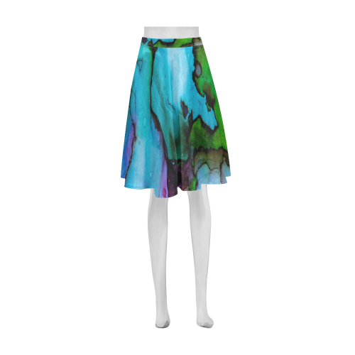 Blue green ink Athena Women's Short Skirt (Model D15)