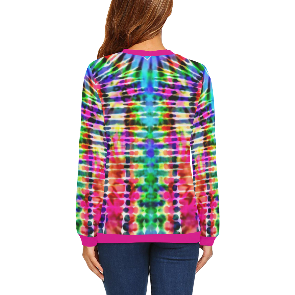 Sunshine And Rainbows Tie Dye All Over Print Crewneck Sweatshirt for Women (Model H18)