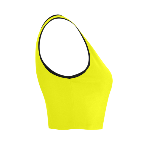 Bright Neon Yellow / Black Women's Crop Top (Model T42)