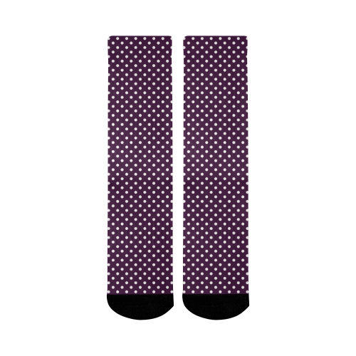 Burgundy polka dots Mid-Calf Socks (Black Sole)