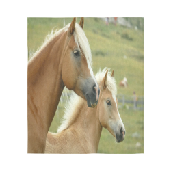 Mother Horse And Pony Cotton Linen Wall Tapestry 51"x 60"