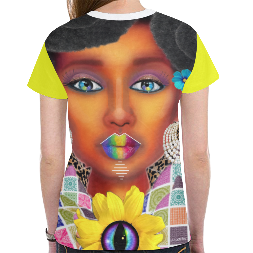 PEACEARTSADD TSHIR BRI YELLO New All Over Print T-shirt for Women (Model T45)