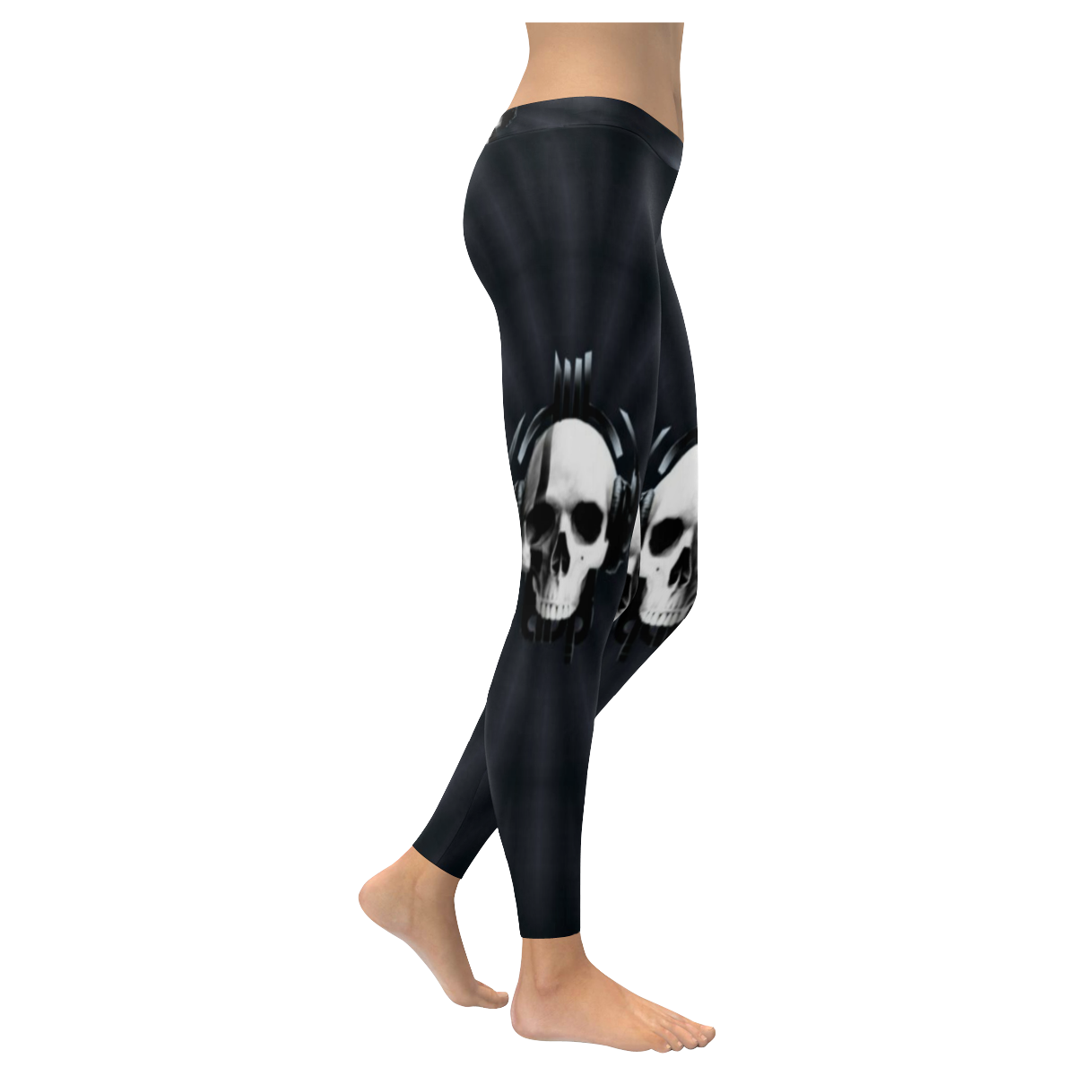 Awesome Techno Skulls Women's Low Rise Leggings (Invisible Stitch) (Model L05)